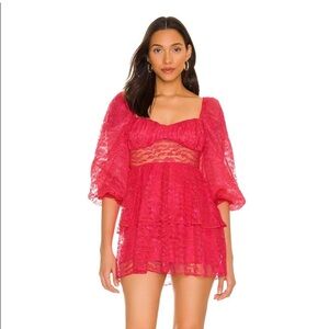 Majorelle Revolve Brielle Lace Mini‎ Dress in Cabaret Pink